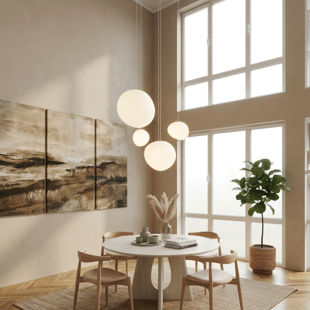 Glowform Pendant Light, Satin Hand-Blown Glass — Warm Beige Interior, square 3