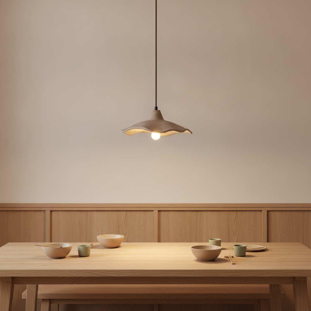 Keldvik — Floraluxe Pendant Light, Handcrafted Cement Design — Pendant Lamp over Dining Table, square 1