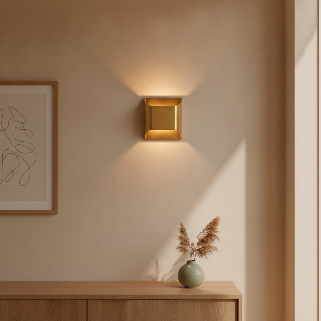 Keldvik — Glowdome Wall Lamp, Hand-Finished Solid Brass — Wall Sconce in Warm Hallway, square 3