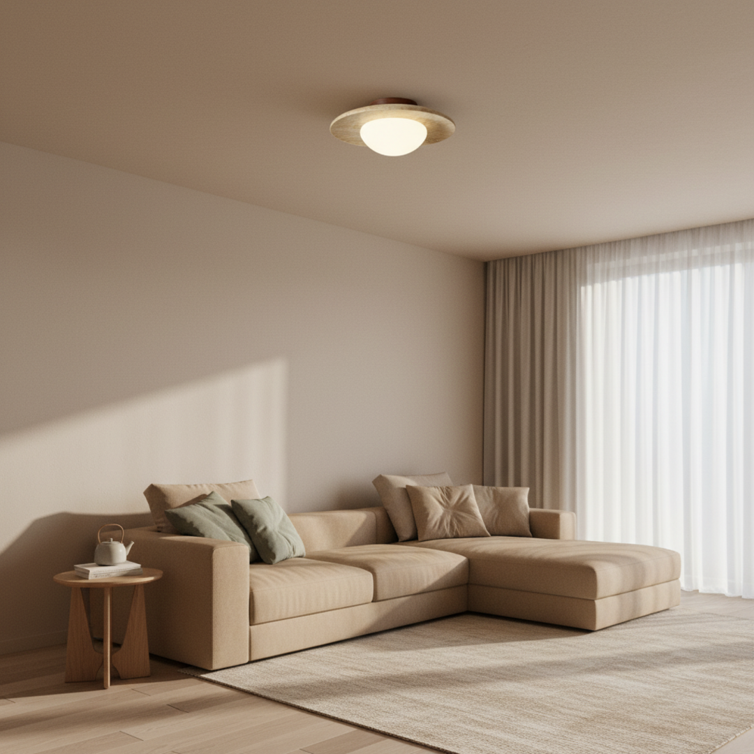 Keldvik — Havenstone Ceiling Light, Natural Travertine Shade — Premium Catalog Look, square 1