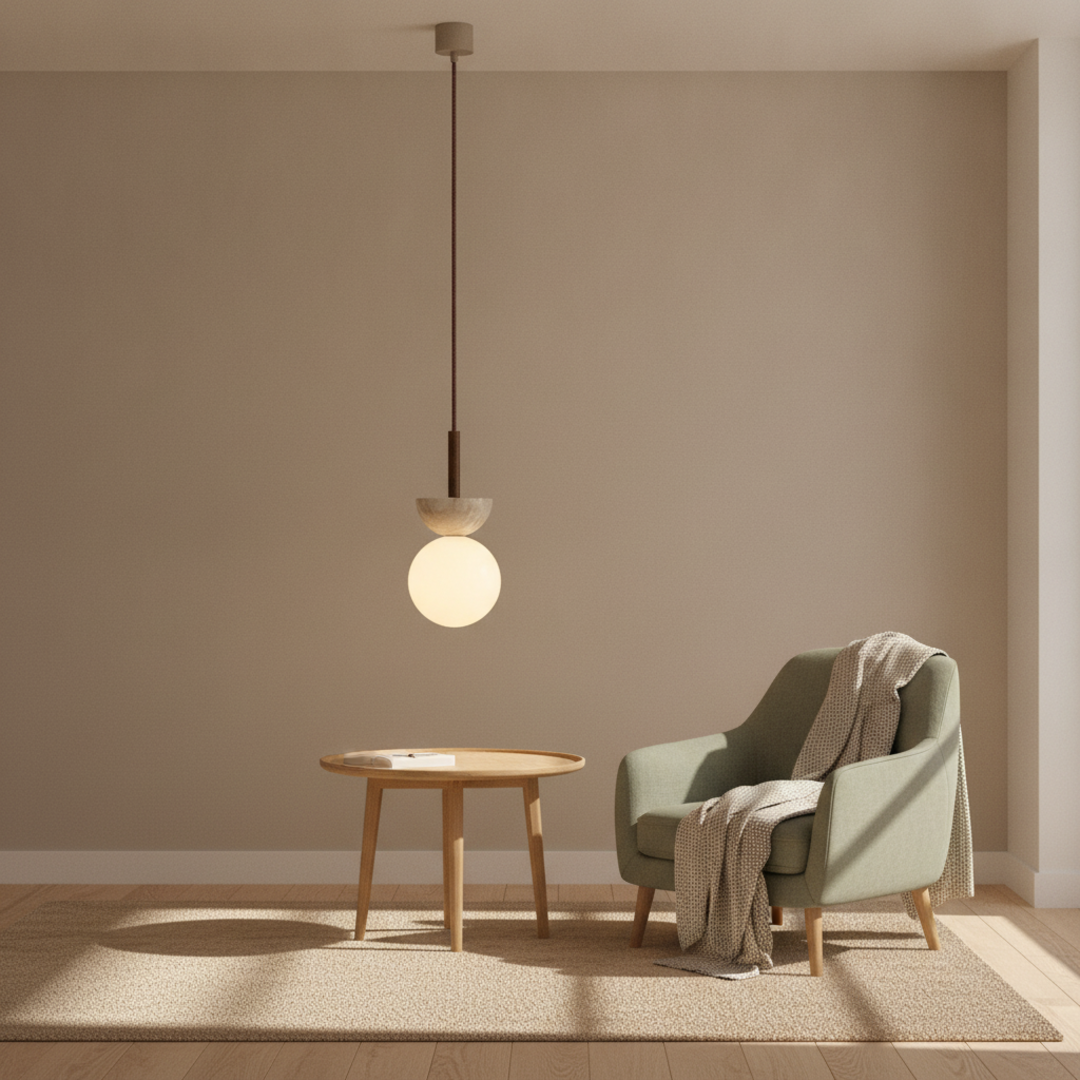 Keldvik — Terranova Pendant Lamp, Cream Travertine Finish — Premium Catalog Look, square 1