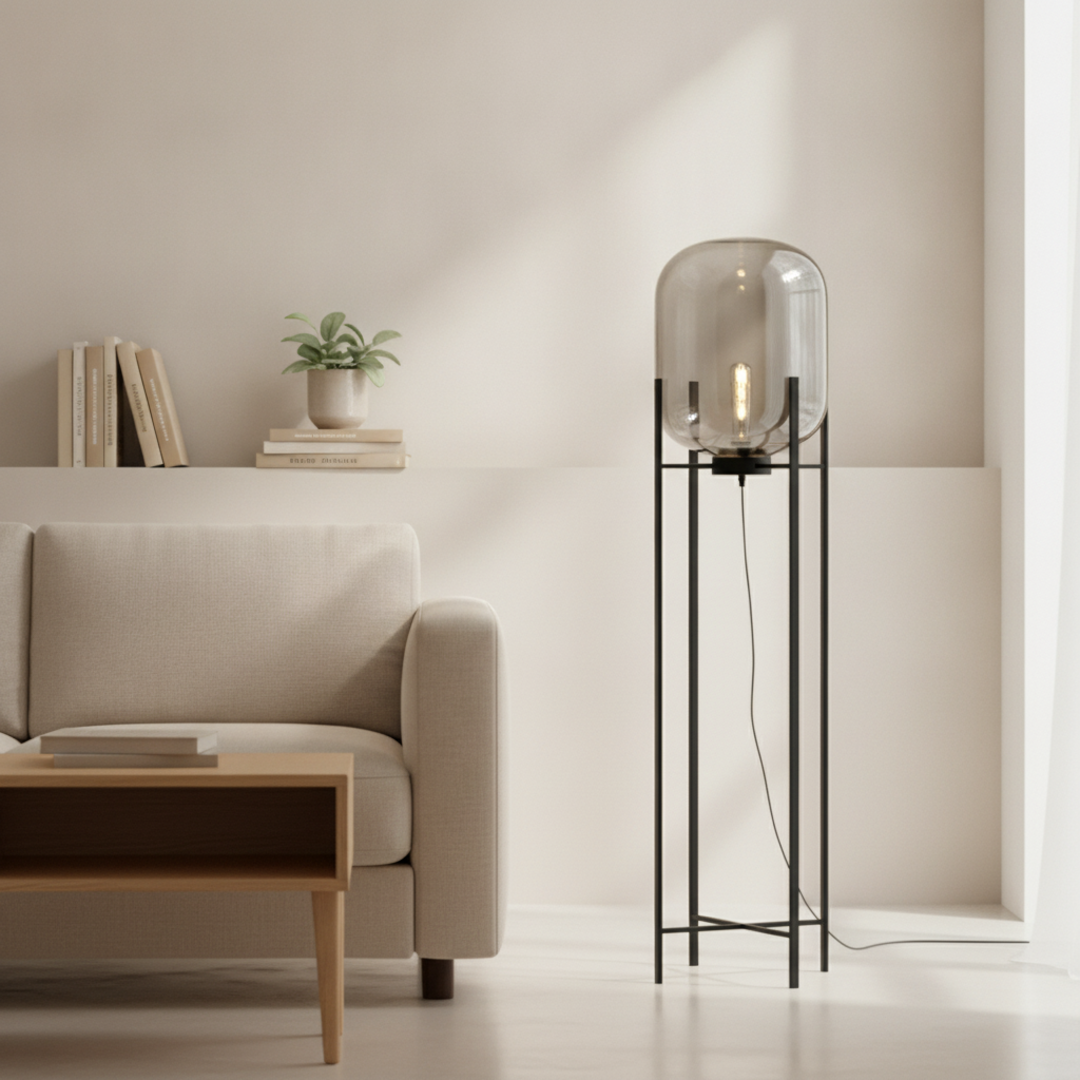 Keldvik — Hazeveil Table Light, Smokey Grey Glass Dome — Modern Home Interior, square 2