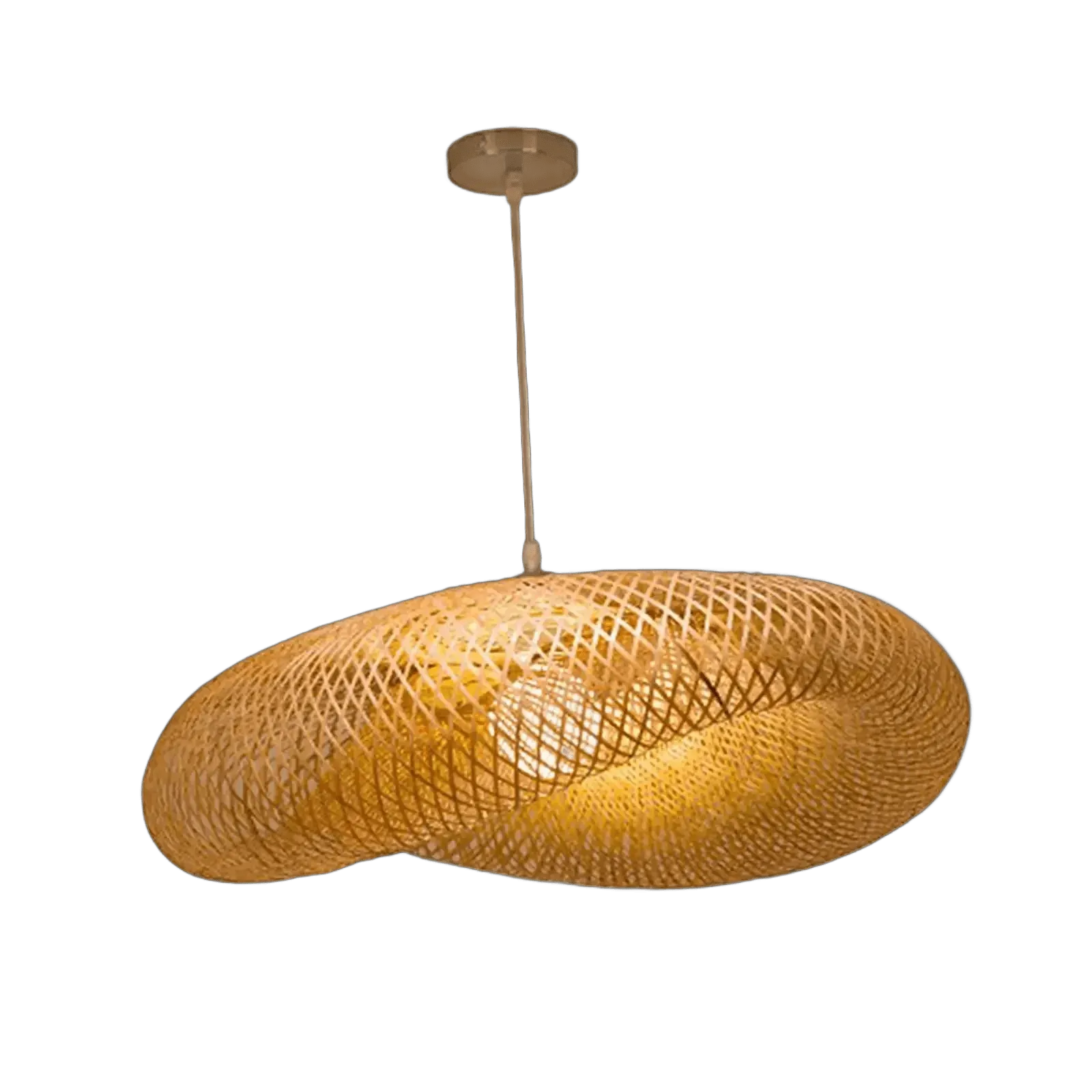 BambooHaven Pendant Light, Handwoven Natural Bamboo