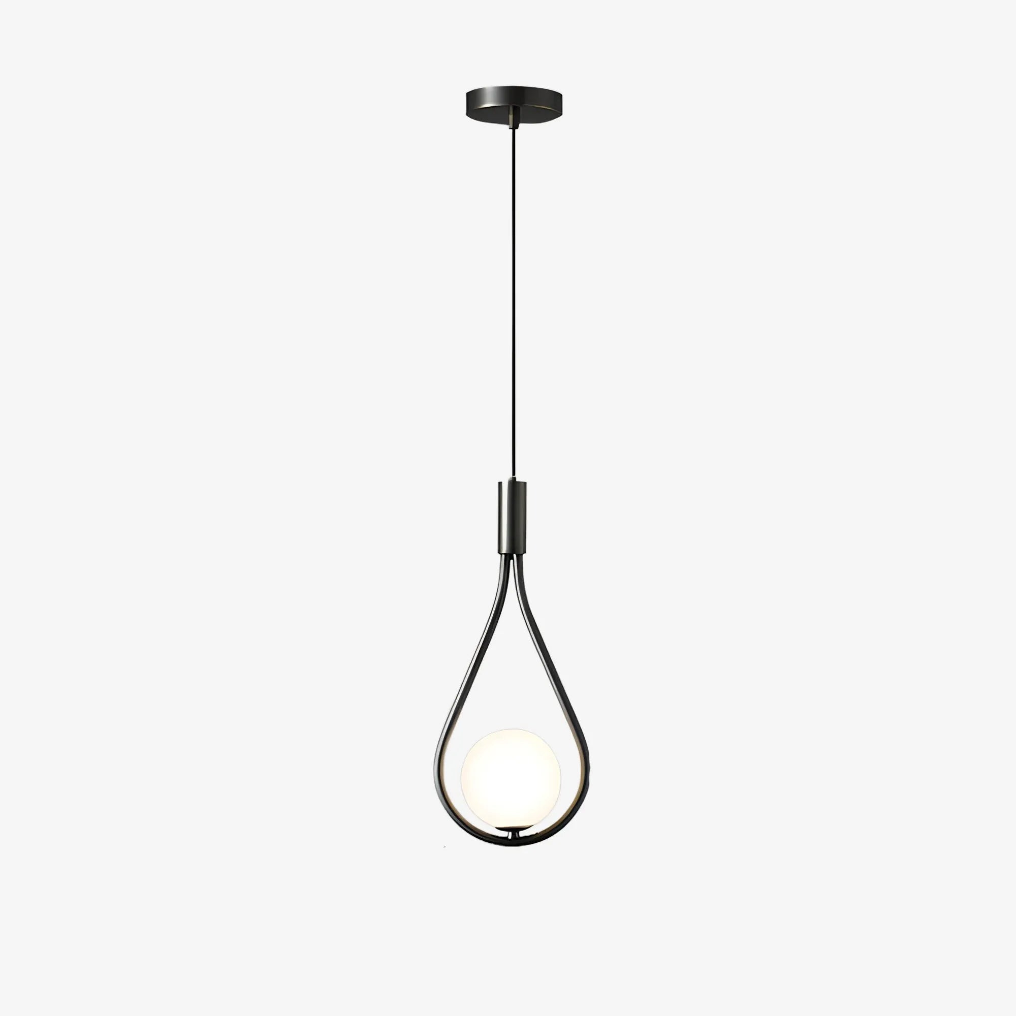Dropstone Pendant Light, Black Metal and Glass