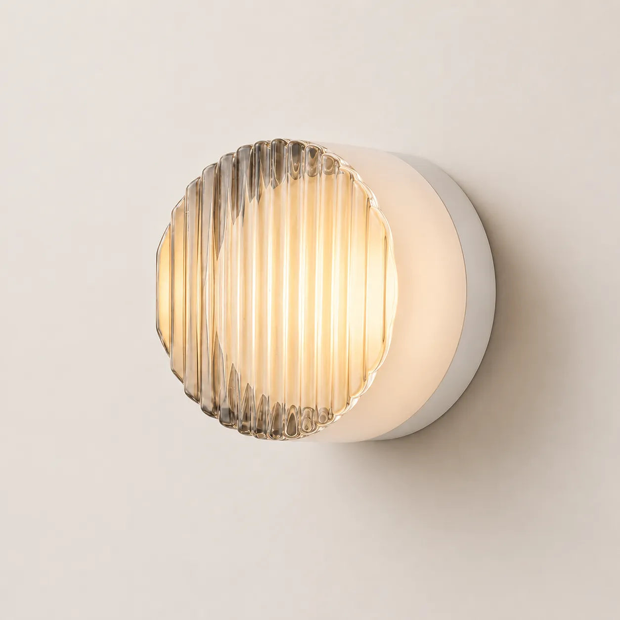 Ember Wall Lamp, Dimpled Smoked Grey Glass