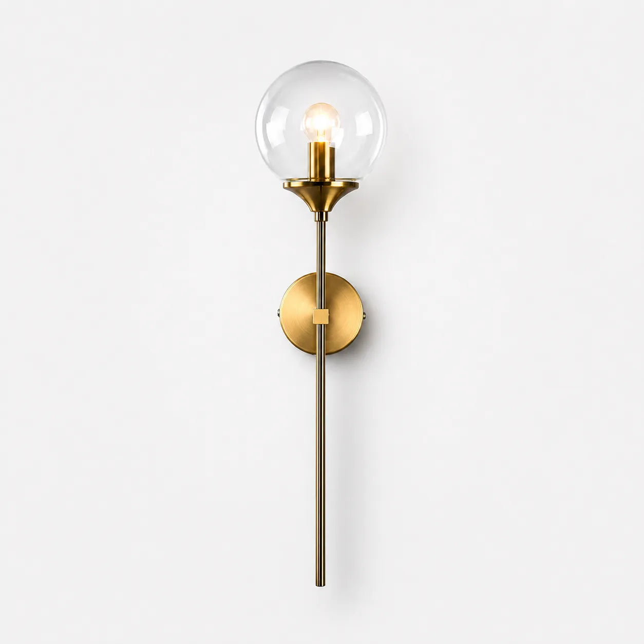 Globeveil Wall Lamp, Clear Glass with Iron Frame