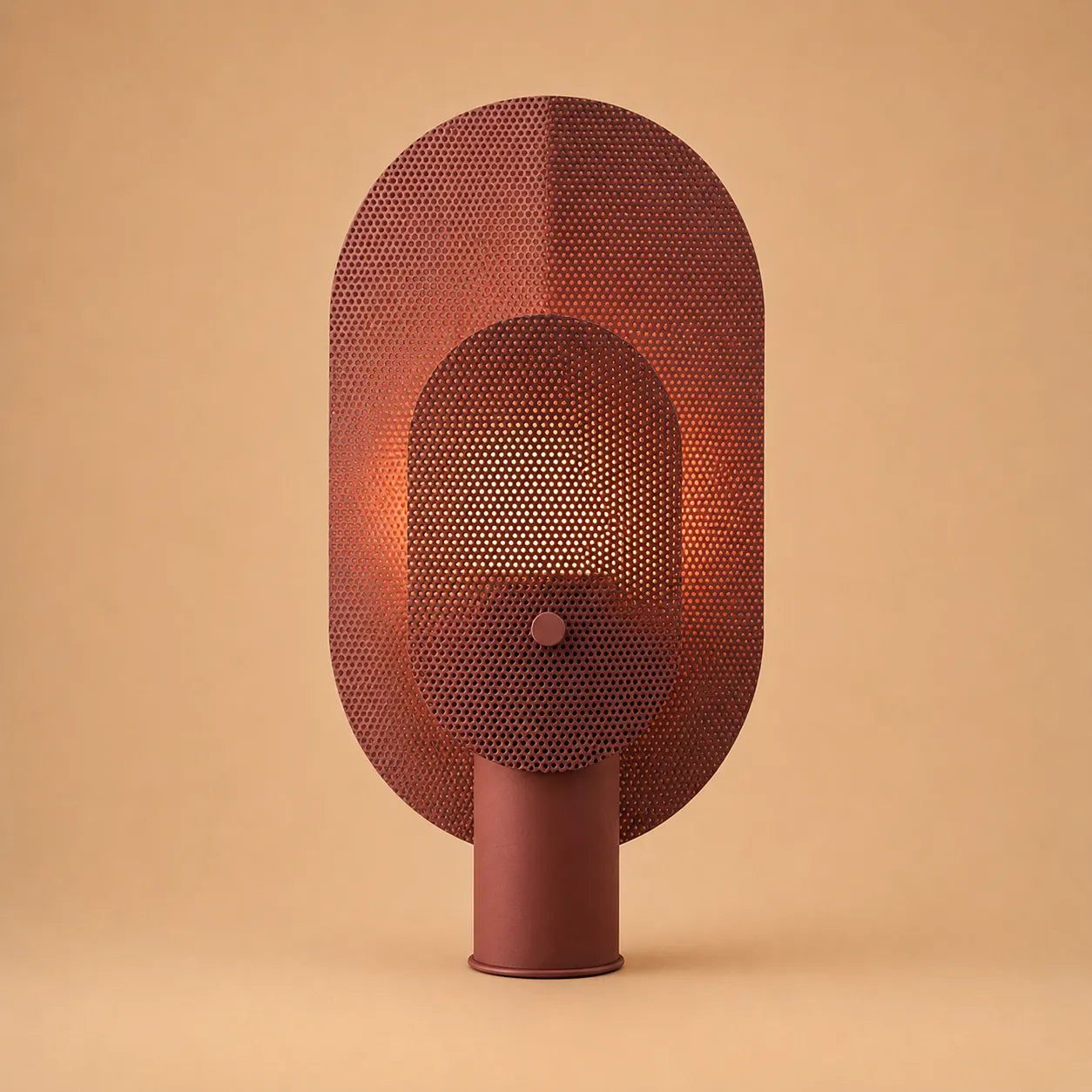 Gridhaven Table Lamp, Iron Mesh in Light Pink and Purple