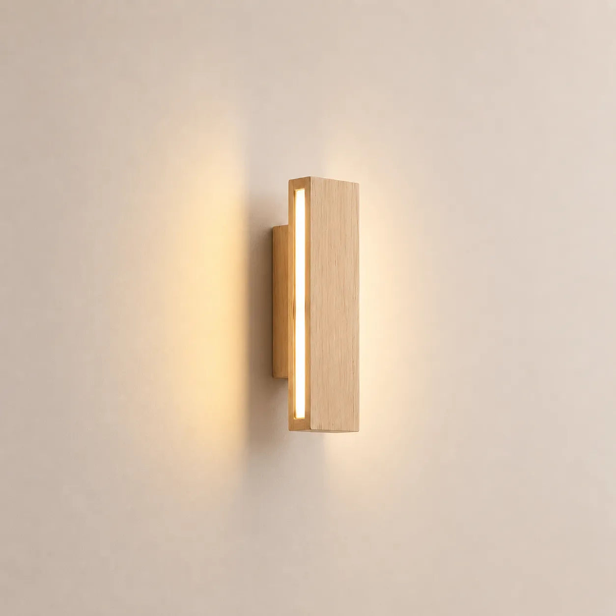 Harmonia Wall Sconce, Solid Wood and Frosted Acrylic