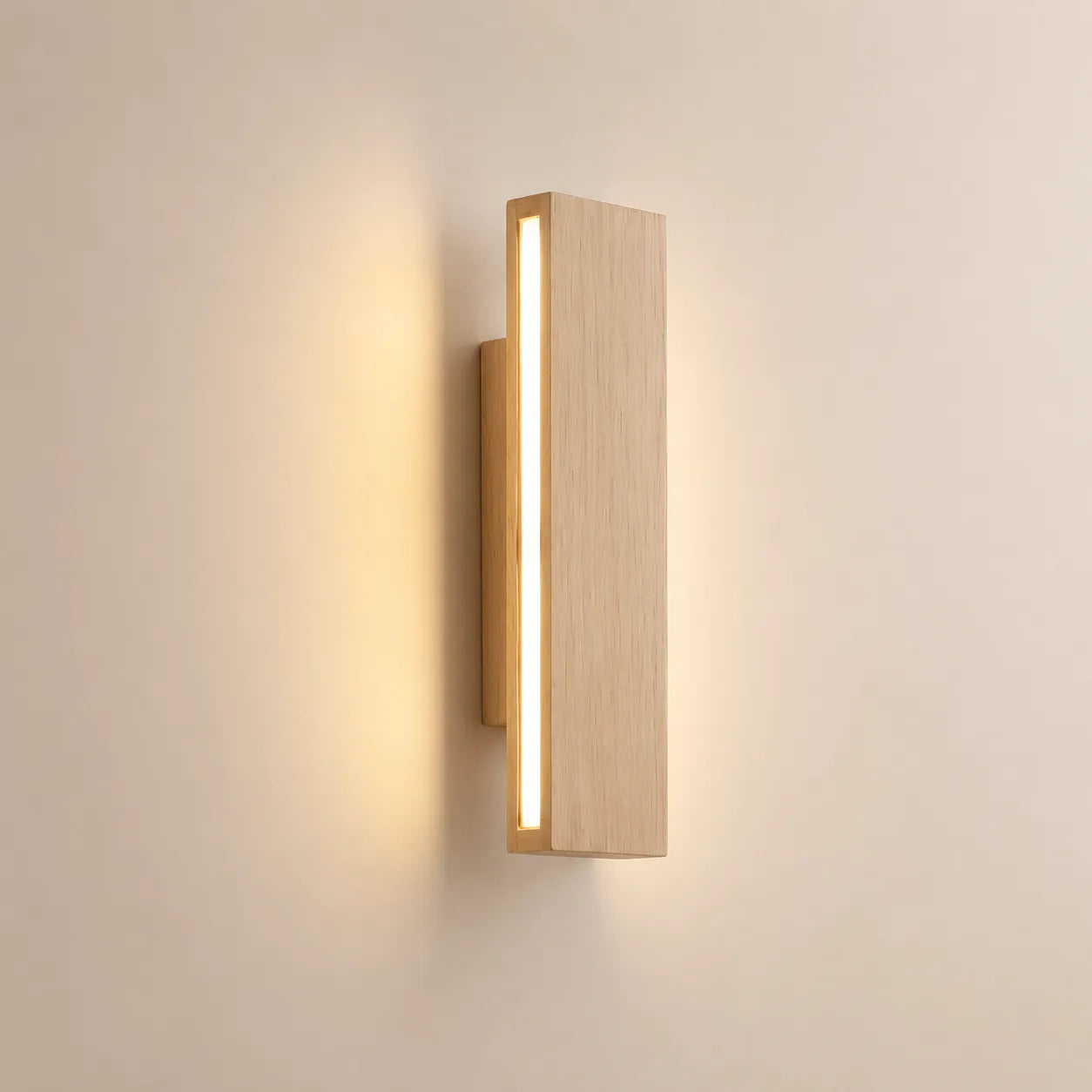 Harmonia Wall Sconce, Solid Wood and Frosted Acrylic