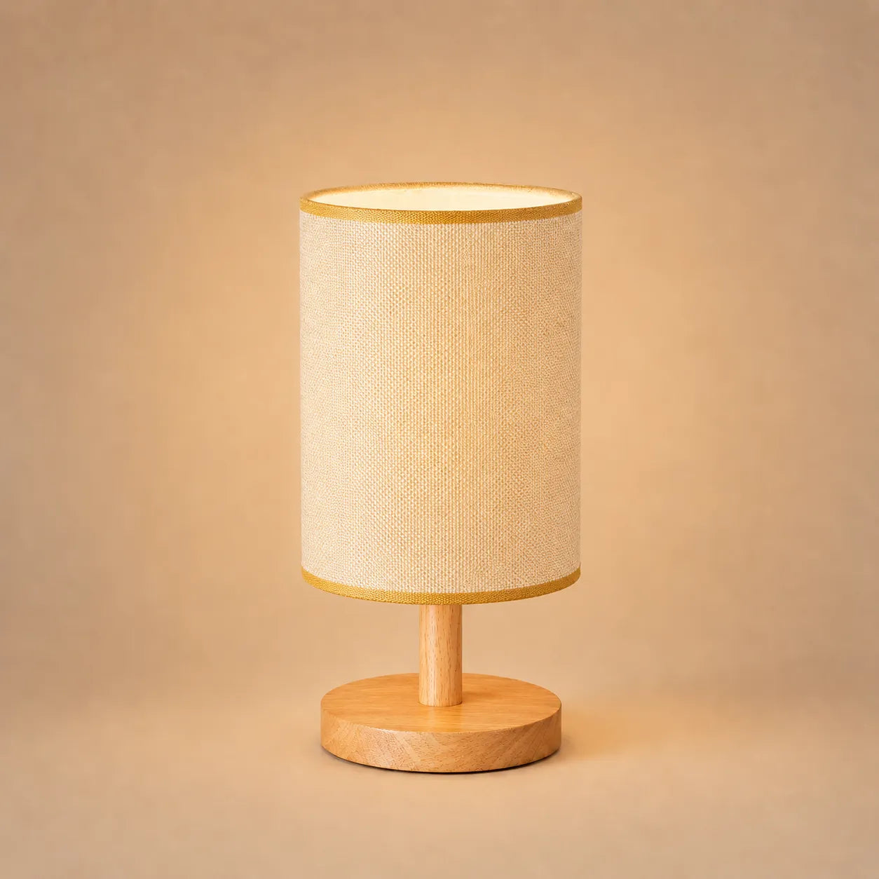 HavenGlow Table Lamp, Natural Wood and Cloth