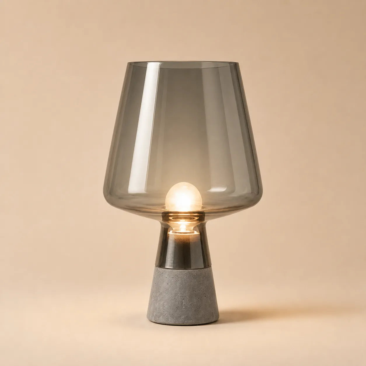 Hearthstone Table Lamp, Cement Base with Glass Shade