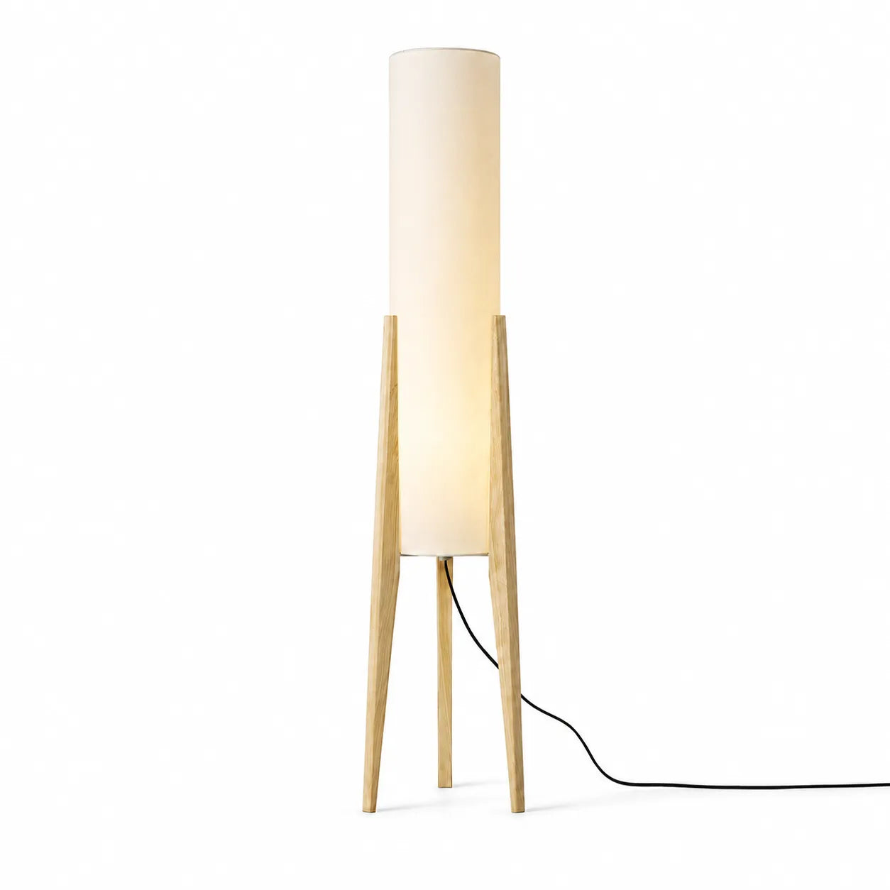 Hearthwood Floor Lamp, Walnut Wood with Fabric Shade