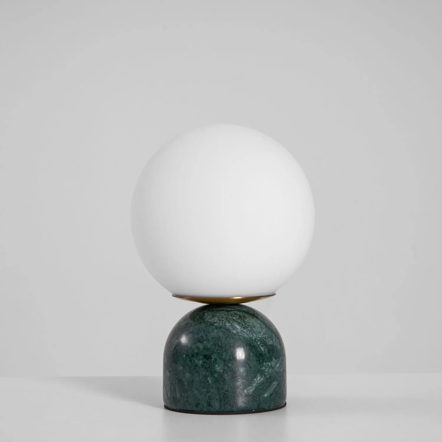 Onyx Table Lamp, Smooth Black Marble Base with White Glass Shade