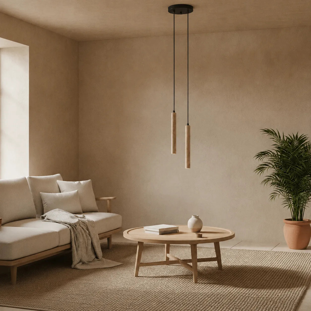 Sabi Pendant Light, Natural Travertine