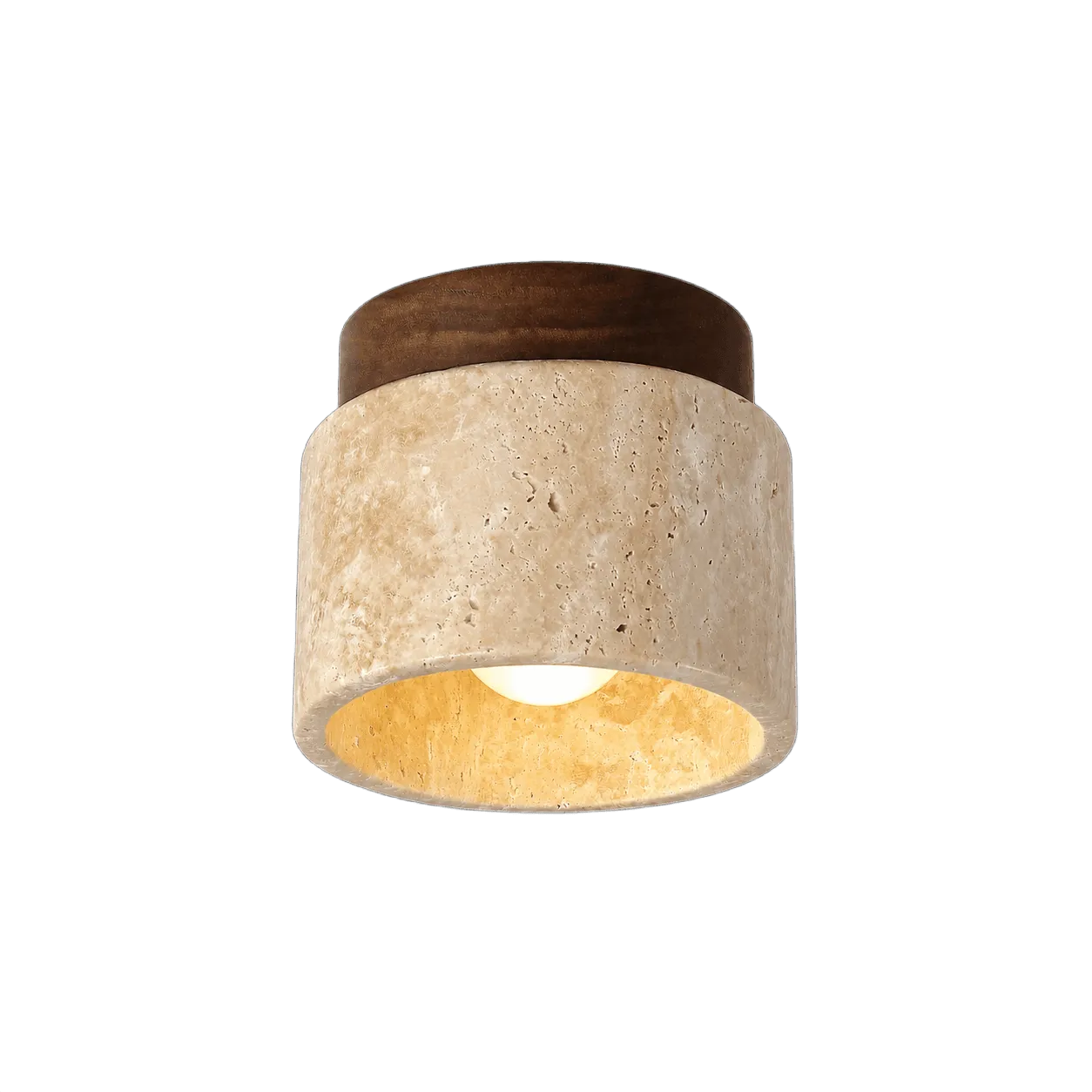 TranquilStone Ceiling Lamp, Genuine Travertine and Wood
