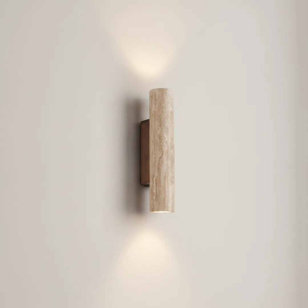 Wabi Wall Light, Hand-Carved Natural Travertine