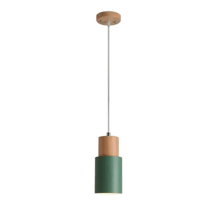 Woodhue Pendant Light, Natural Wood and Iron