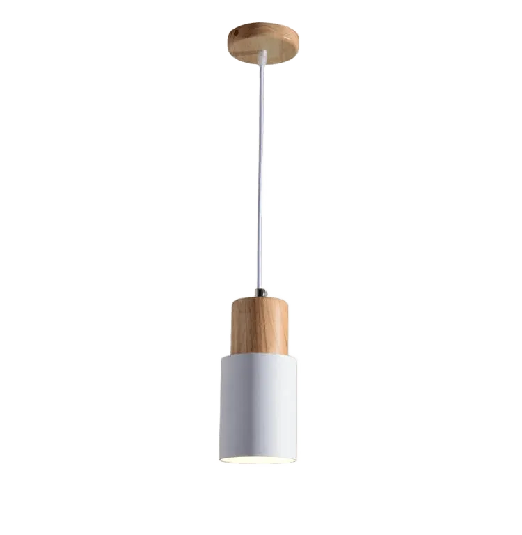 Woodhue Pendant Light, Natural Wood and Iron