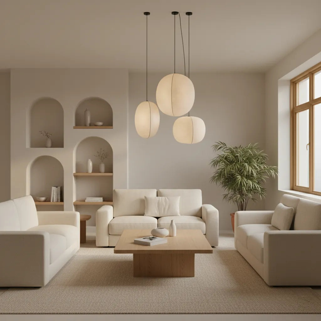 Mistlantern Pendant Light, Soft Imitation Silk Shade
