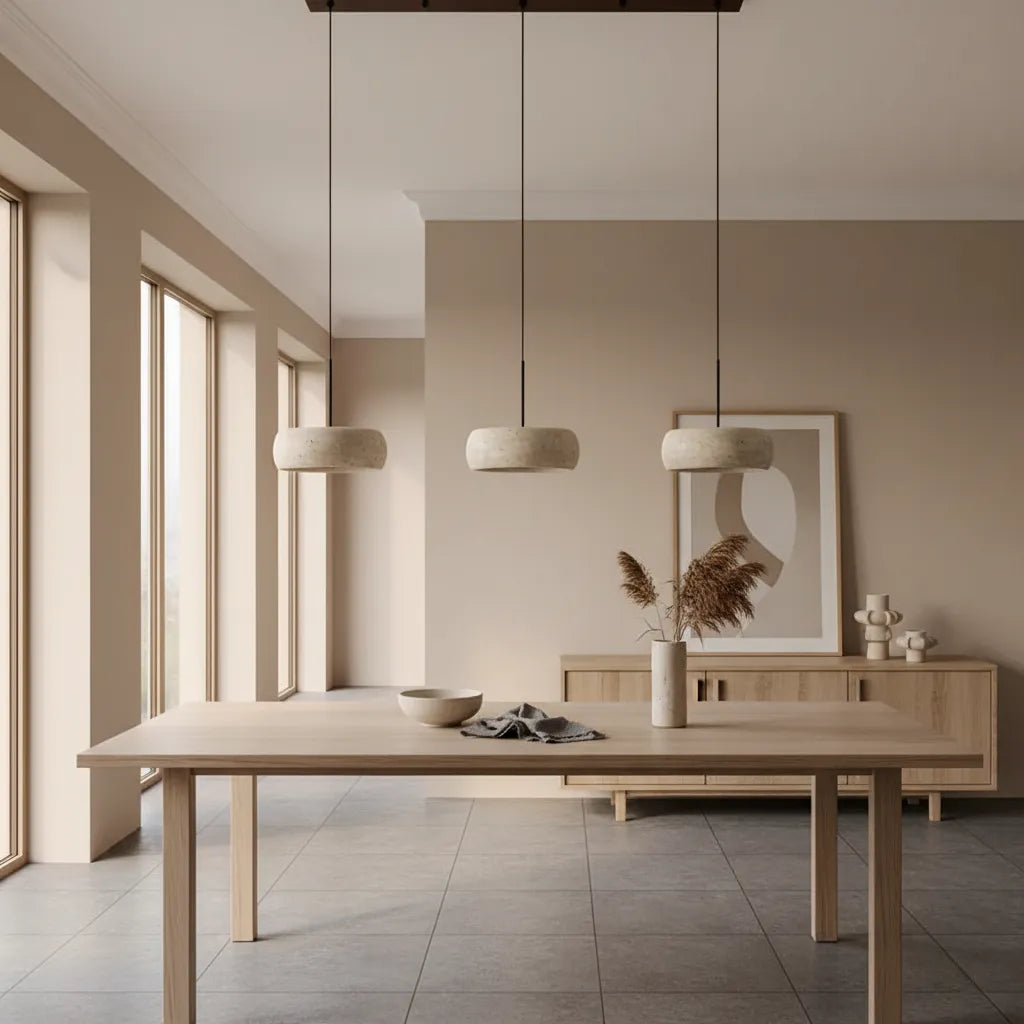 Veinstone Pendant Light, Genuine Travertine