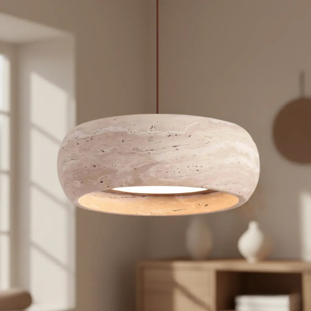 Veinstone Pendant Light, Genuine Travertine