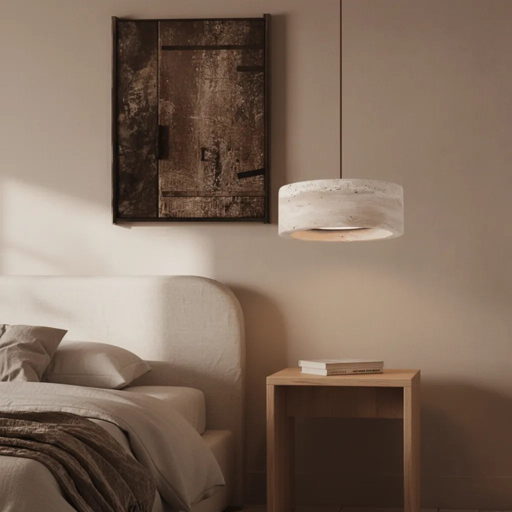 Veinstone Pendant Light, Genuine Travertine